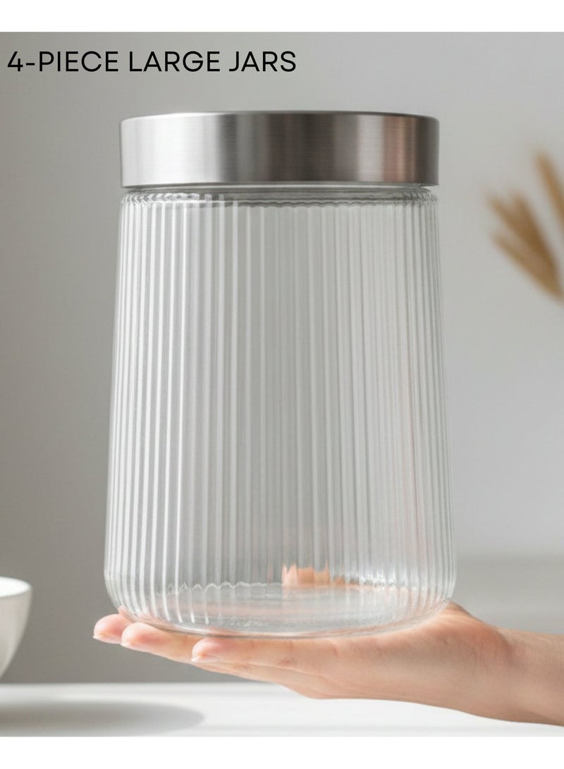 Fissman 4-Piece Food Storage Jars 1300ml (Glass) - Image 1